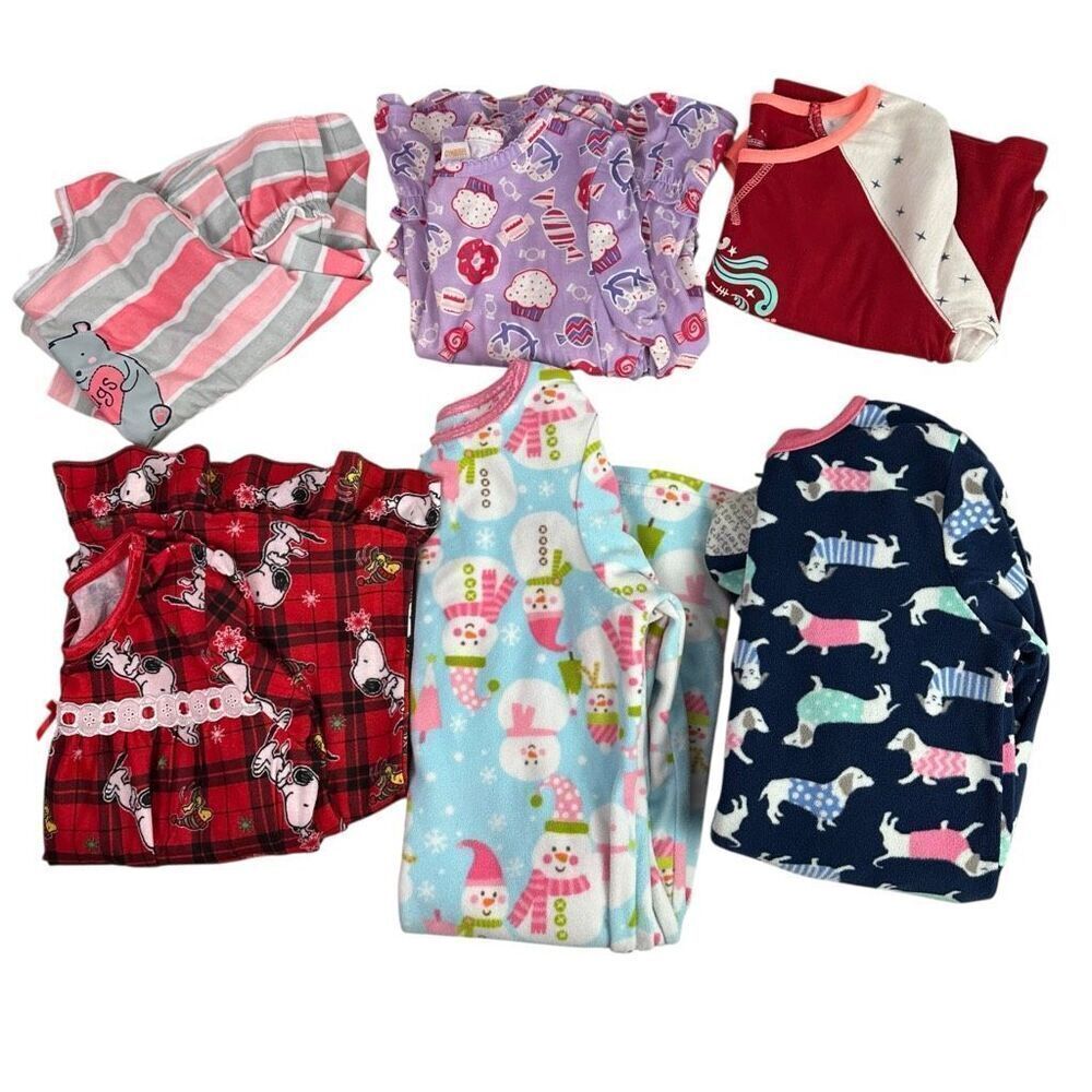 Girls Size Medium (7-8) Pajama Nightgown Bundle of 6 items